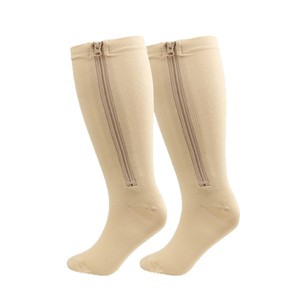 Unisex Compression Socks With Zipper Medium Tube Nylon Solid Color For Fitness <b>Running</b> Cycling 2XL 3XL 4XL - Product Image 5