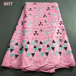 3417 en vente en gros belle broderie <span class=keywords><strong>suisse</strong></span> Voile tissu coton Textile avec des pierres pour robe de soirée de mariage - Product Image 4