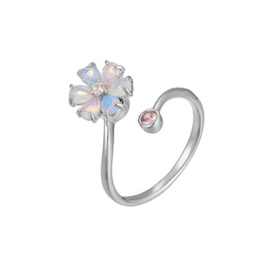 Flower <b>Ring</b> 925 Sterling <b>Silver</b> <b>Adjustable</b> Index Finger <b>Ring</b> Fashionable Gift Jewelry - Product Image 5