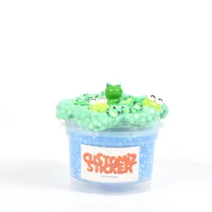 귀여운 개구리 놀이 시간 모험 게임 어린이를위한 슬라임 장난감 키트를 테마로 한 다채로운 거품 슬라임 동물