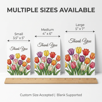 Tarjetas de Agradecimiento Florales con Diseño de Tulipanes, Impresas Personalizadas, Tarjetas de Felicitación Botánicas de Primavera, Paquete al por Mayor para Pequeñas Empresas, Inserto para Paquete, Venta al por Mayor