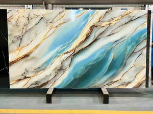 Tuna mavi Nano kristalize cam taş döşeme kalın levha cam duvar Surround TV zemin KitchenTop yapay levha 3000x1600mm - Product Image 5