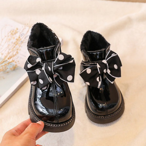 Chaussures d'extérieur pour enfants de haute qualité, à semelle souple, avec nœud, en cuir givré, bottes de princesse pour filles - Product Image 2