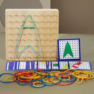 Tablero de madera para Educación Temprana, tablero de goma creativo con forma geométrica, enseñanza Montessori para <span class=keywords><strong>geoboard</strong></span> de jardín de infantes - Product Image 5