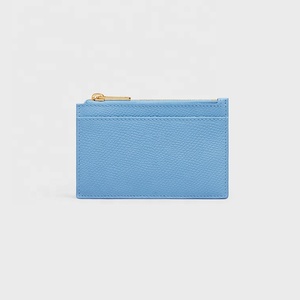 <span class=keywords><strong>Portacarte</strong></span> con cerniera in pelle a grana con Logo personalizzato <span class=keywords><strong>portacarte</strong></span> da donna con cerniera piccola in pelle nera con tre slot per schede - Product Image 3