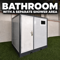 Toilettes mobiles toutes saisons avec une zone de douche séparée, toilettes préfabriquées modulaires portables pour camping de luxe et centres de villégiature