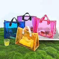 Clear Tote Beach Bag Womens Transparent PVC Beach Vacation Shoulder Handbag