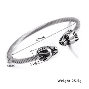Pulsera de Cable con Doble Cabeza de Dragón de 11 mm, Acero Inoxidable, Joyería para Hombre, Diseño con Patrón Animal, Regalo - Product Image 2