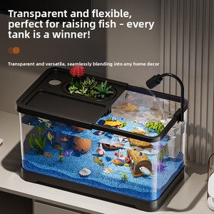 حوض أسماك أكريليك للمياه العذبة سعة 5 لتر مع نظام ترشيح وتأكسج مدمج لأسماك الزينة والسلاحف للاستخدام في غرفة النوم وعلى سطح المكتب في المنزل - Product Image 4