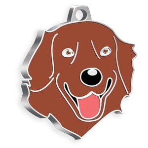 Placa de Identificación para Perro Golden Retriever, Esmalte Marrón, Charm de Identificación para Mascotas - Product Image 1