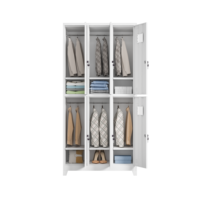 Casier de rangement métallique à 6 portes, armoire vestiaire en acier pour personnel avec serrure à clé sécurisée, trou de ventilation, pour bureau, salle de sport, dortoir