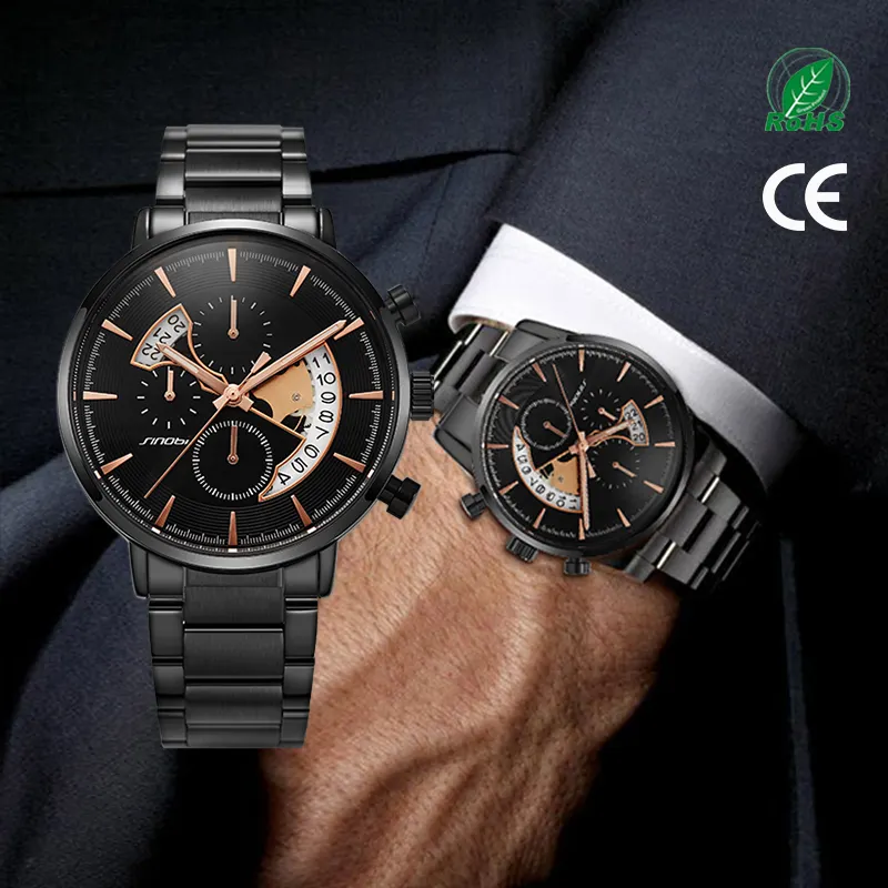 SINOBI S9829G Creative Men's Watch Unique Design Calendar Clock Sports Chronograph Quartz Wristwatches reloj hombre Gift for Men