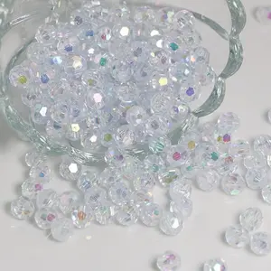 2023 Crystal AB Color Loose Acrylic Plastic Round Straight Hole Beads 6mm 8mm 10mm For DIY Jewelry Accessories