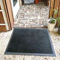 Tapis de porte 100% nylon MS706 avec support en caoutchouc nitrile noir pur, lavable, motif logo, pour usage extérieur et bureau, pour hôtels