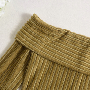 New High Elastic Fabric Off Shoulder Long Sleeve Striped Dress 2 Piece Set for Women Fashion - Product Image 6