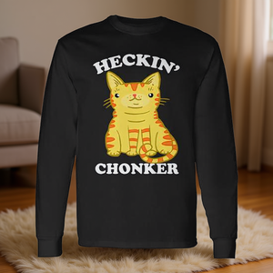 เสื้อยืดแขนยาว Heckin' Chonker พรีเมียม ลายแมวอ้วนสีส้ม ทับบี้ เสื้อยืดโปรโมชั่นสุดเท่ - Product Image 3