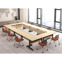 Bureau de formation moderne pliable et mobile avec roulettes, base métallique personnalisée, mobilier de bureau gain de place, table de réunion