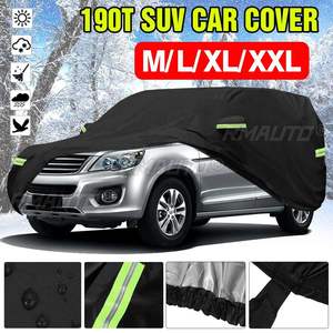 Funda Completa para Auto 190T Impermeable Universal para SUV, Cubierta Antinieve, Protección UV, Antipolvo, Negra con Banda Reflectante - Product Image 1