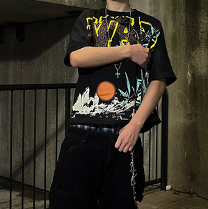 Chất Lượng Cao Tùy Chỉnh Nặng T Áo Sơ Mi Cotton Thời Trang Đường Phố Dày Cổ Áo Quá Khsize Cắt Boxy Đồ Họa Của Men's T-Shirts - Product Image 1