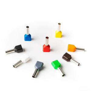 TE Series Double Pipe Cold Pressed Double Wire Ferrule Terminal Copper Insulated Bootlace Ferrule Connector For Two Wires PA66