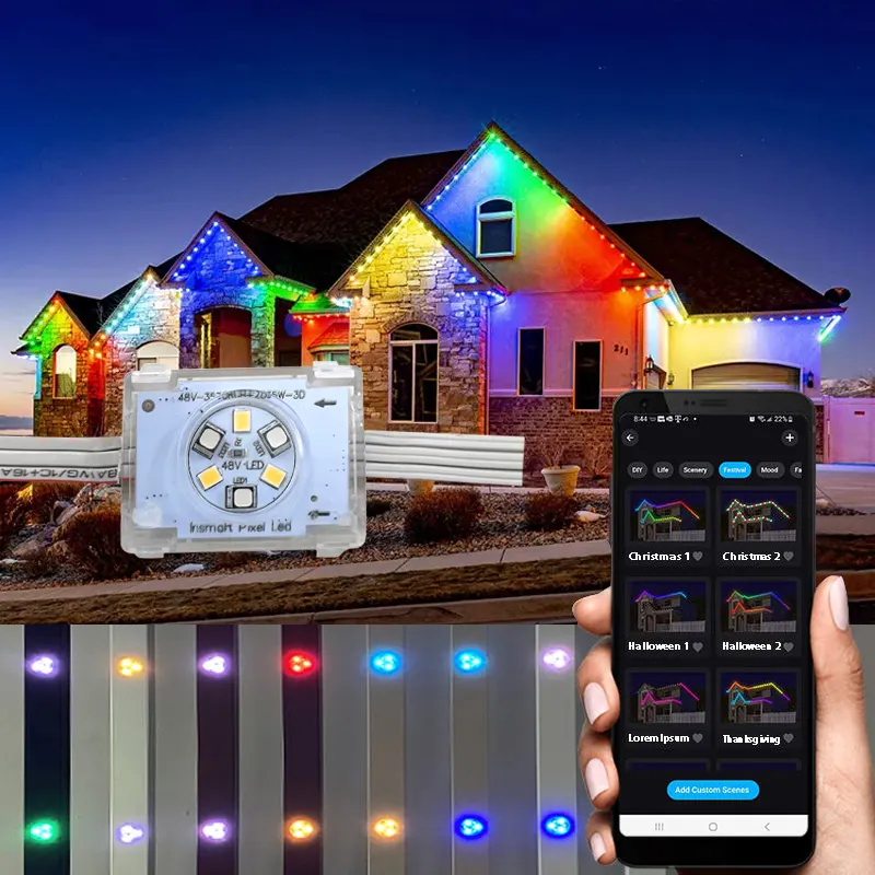 Luz de medusas Rgbw Dc48V Pixel Light Outdoor Ip68 Casa Exterior Pared de Casa Permanente Navidad Led Point Light