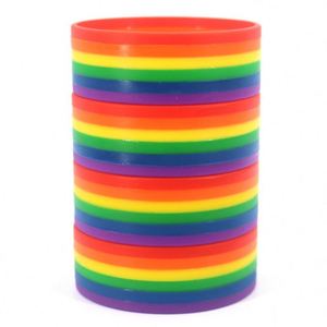 Bracelet arc-en-ciel pas cher, bracelet en silicone de haute qualité, bracelet coloré segmenté personnalisé pour fête à thème - Product Image 1