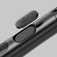 Q05S Trépied perche à selfie 3-en-1 en acier inoxydable avec anneau lumineux de 8 pouces, lumière d'appoint LED extensible de 1705 mm et télécommande Bluetooth pour vlog en direct