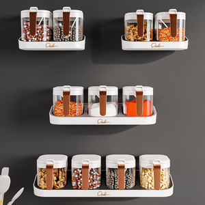 Spice Jar Set Wall Mounted 4 Pack With Spoon For Kitchen Storage Solid Seasonings Flip Top Lid L Size - Product Image 5