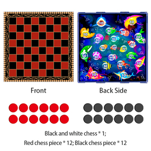 Juego de <span class=keywords><strong>Damas</strong></span> Plegable 2 en 1, Portátil, Grande, para Interior y Exterior, en Negro y Rojo, Venta al Por Mayor - Product Image 2