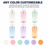 Flacon pompe cylindrique en PET vide, couleur personnalisée, rechargeable, distributeur de démaquillant, type à pression, contenant cosmétique pour toner et vernis à ongles
