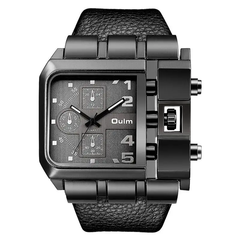 Oulm 3364 king – montre à quartz pour homme, bracelet en cuir PU, chronomètre 24 heures, basse quantité minimale de commande, usine de montres de golf