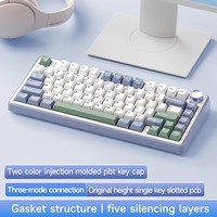 AULA F75 Keyboard Mekanik Berkabel 2.4G Nirkabel RGB PBT Tata Letak 75% Gasket Keyboard Gaming PC yang Dapat Disesuaikan Baterai 4000mAh USB-C