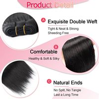 Bozhen 10A 300g 3 Bundles Cheveux à coudre pour tissage rapide, Perruque, Queue de cheval, Coupe courte, Style Birman
