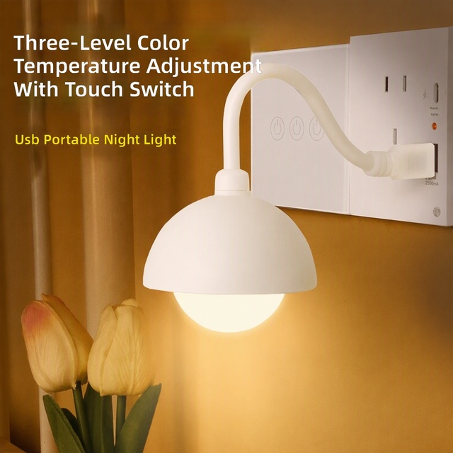 USB Night Light, Intelligent Voice Controlled Mini Dormitory Lighting, Remote Control Touch LED Bedside Lamp