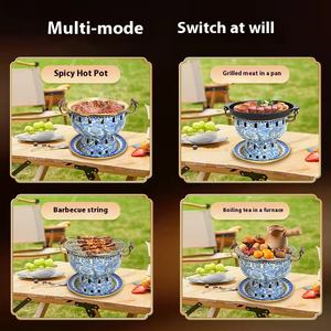 เตาย่างหม้อไฟเคลือบอีนาเมลแบบพกพาสำหรับใช้ในบ้านปิคนิคกลางแจ้งแคมป์ปิ้งบาร์บีคิวเตาชงชา - Product Image 5