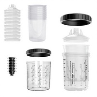 Kit complet de gobelets de mélange de peinture pneumatiques HVLP de 400 ml, gobelets jetables pour pistolet de pulvérisation avec doublures et système de couvercle
