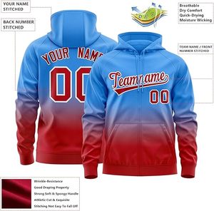 Sweat à capuche de baseball personnalisé à sublimation dégradée, en velours côtelé, avec fermeture éclair intégrale, vêtements de sport, nom et numéro de l'équipe imprimés, veste universitaire pour homme, automne, XXS - Product Image 3