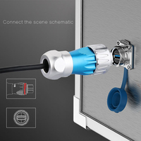 Connecteur de prise d'aviation étanche à quatre trous circulaire USB DH-24 avec grille