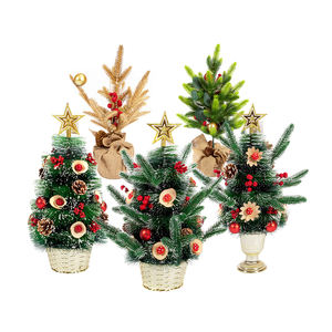 Mini bouteille brosse arbres avec Base en bois <span class=keywords><strong>Pot</strong></span> de fleur Base artificielle <span class=keywords><strong>petit</strong></span> arbre de noël 5 tailles minuscule pin - Product Image 1