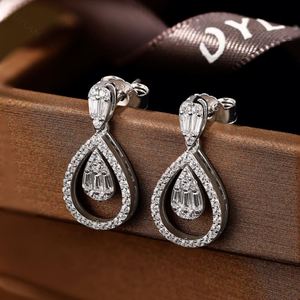 Dylam <b>Top</b> End Sparkling Stunning Women Jewelry S925 Silver Diamond 5A CZ Cubic Zircon Zirconia Baguette Unique Stud <b>Earrings</b> - Product Image 5