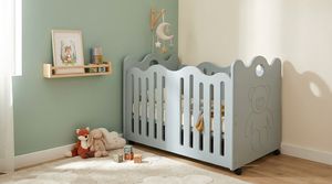 Cuna de Madera Resistente para Bebés, 40 kg, Material de Abeto Europeo, Color Gris Claro, Estilo Escandinavo Moderno, con Ruedas - Product Image 6