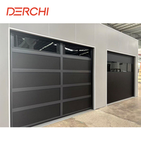 Porte de garage en aluminium sur mesure pour villa, design moderne, extérieur, étanche, sans cadre, en verre