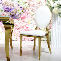 Chaises d'hôtel en acier inoxydable Mary White en cuir PU pour banquets, mariages, événements, fêtes et salles de réception, restaurants