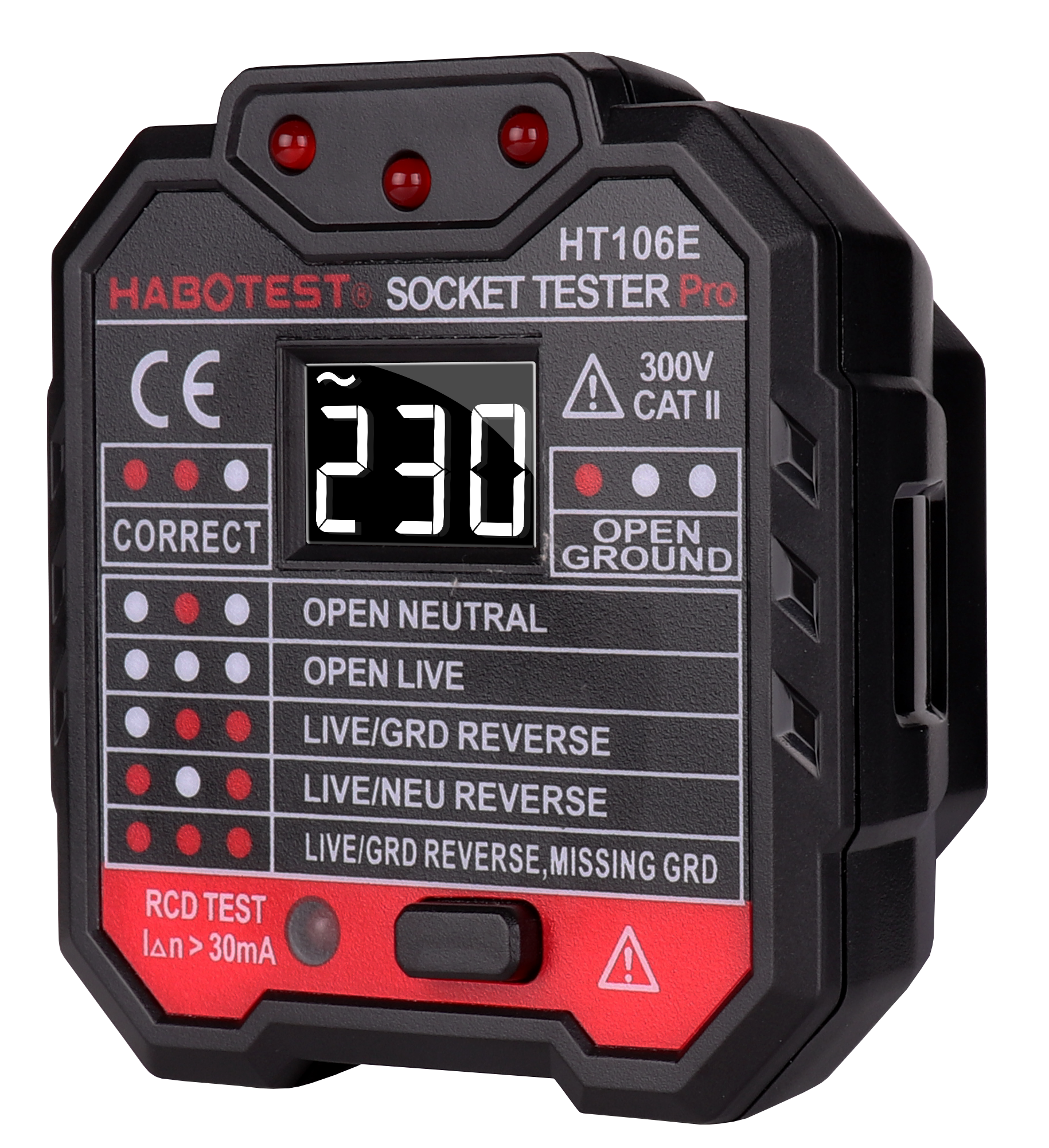 Лидер продаж 2020, тестер розеток Habotest HT106E с испытанием напряжения, тест RCD со светодиодным индикатором и подсветкой ЖК-дисплея