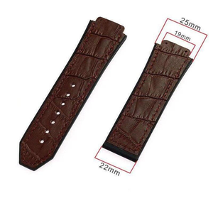 Correa de cuero para la serie <span class=keywords><strong>Hublot</strong></span> 19x25mm para hombres y mujeres Correa deportiva reemplazo Negro <span class=keywords><strong>Azul</strong></span> correa de reloj Accesorios - Product Image 3