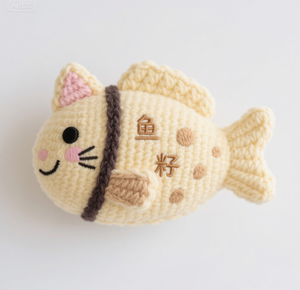Oso Amigurumi OEM ODM, juguete de peluche de ganchillo personalizado, Gato suave, sardina asada, animal de peluche hecho a mano personalizado para niños - Product Image 4