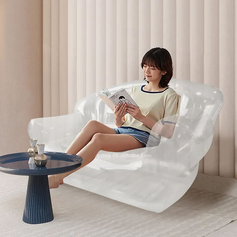 Transparente rosa aufblasbare Liege Luft Sofa Doppels tühle für Outdoor und Indoor