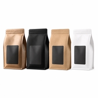 Sac d'emballage pour grains de café à fond plat noir personnalisé en aluminium avec valve 250g 340g 500g 1kg 2.5kg 10kg