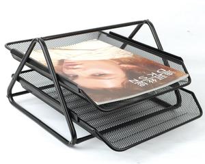 Hot sale office desk organizer 2 tier mesh paper file document stackable letter tray