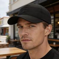 Casquette de baseball Wecondo OEM personnalisable pour adulte, avec logo imprimé, 100 % nylon, 6 panneaux, noire, ajustable, pour sports de plein air